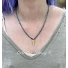 Collier T-shirt Greek Eye in Golden Heart