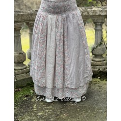 skirt / petticoat NELYA blue gray cotton with flower print and small red dots