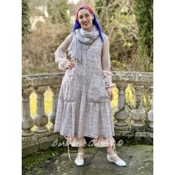 dress INA blue gray cotton with flower print Les Ours - 1