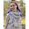 écharpe PAULINE voile de coton bleu gris à petits pois rouges Les Ours - 1