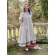 dress ASSIA blue gray cotton with flower print and small red dots Les Ours - 2