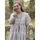 robe ASSIA coton bleu gris à imprimé fleurs et petits pois rouges Les Ours - 3