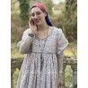 robe ASSIA coton bleu gris à imprimé fleurs et petits pois rouges Les Ours - 3