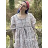 robe ASSIA coton bleu gris à imprimé fleurs et petits pois rouges Les Ours - 4