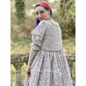 robe ASSIA coton bleu gris à imprimé fleurs et petits pois rouges Les Ours - 7