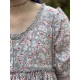 dress ASSIA blue gray cotton with flower print and small red dots Les Ours - 21