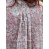 top DIEGO blue gray cotton voile with flower print Les Ours - 14