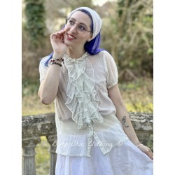 blouse ELDA ecru cotton tulle with dots