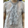 blouse ELDA blue gray cotton tulle with dots Les Ours - 8
