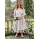 robe ASSIA coton bleu gris à imprimé fleurs et petits pois rouges Les Ours - 9
