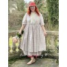 robe ASSIA coton bleu gris à imprimé fleurs et petits pois rouges Les Ours - 10