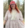 robe ASSIA coton bleu gris à imprimé fleurs et petits pois rouges Les Ours - 11