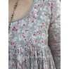 dress SOLINE blue gray cotton voile with flower print and small red dots Les Ours - 17