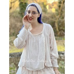 top DIEGO voile de coton blanc à petits pois rouges