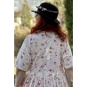 dress SONIA ecru cotton with flower print and small red dots Les Ours - 5