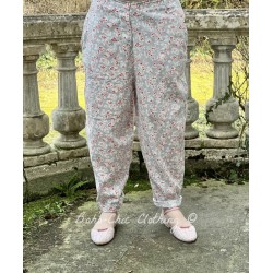 pantalon GASTON flex bleu gris à imprimé fleurs