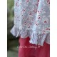 tunic JOY blue gray cotton with flower print and small red dots Les Ours - 15