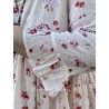 dress SOLINE ecru cotton voile with flower print and small red dots Les Ours - 19