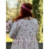 dress SOLINE ecru cotton voile with flower print and small red dots Les Ours - 6