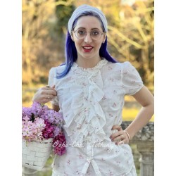 chemisier ELDA voile de coton blanc à imprimé fleurs Les Ours - 1