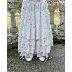 skirt / petticoat MADELEINE white cotton with flower print