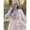 dress SONIA ecru cotton with flower print and small red dots Les Ours - 12