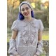 blouse ELDA blue gray cotton voile with small red dots Les Ours - 2