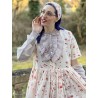 blouse ELDA blue gray cotton voile with small red dots Les Ours - 5