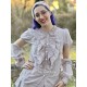 blouse ELDA blue gray cotton voile with small red dots Les Ours - 1