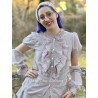 blouse ELDA blue gray cotton voile with small red dots Les Ours - 1