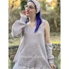 top BASIC voile de coton bleu gris à petits pois rouges Les Ours - 2