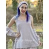 top BASIC voile de coton bleu gris à petits pois rouges Les Ours - 1
