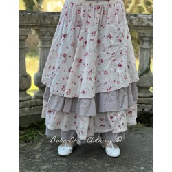 skirt / petticoat MADELEINE ecru cotton with flower print and small red dots