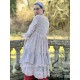 robe SOLINE voile de coton bleu gris à imprimé fleurs et petits pois rouges Les Ours - 3