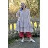 robe SOLINE voile de coton bleu gris à imprimé fleurs et petits pois rouges Les Ours - 4