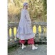 robe SOLINE voile de coton bleu gris à imprimé fleurs et petits pois rouges Les Ours - 6