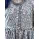 dress SONIA blue gray cotton with flower print and small red dots Les Ours - 9