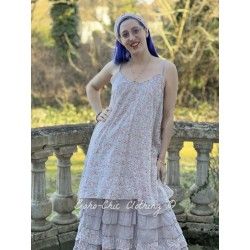 robe LÉA voile de coton bleu gris à imprimé fleurs