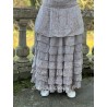 skirt / petticoat SELENA blue gray cotton voile with flower print and small red dots Les Ours - 1