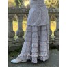 skirt / petticoat SELENA blue gray cotton voile with flower print and small red dots Les Ours - 3