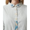 blouse 44831 Ecru with blue stripes cotton Ewa i Walla - 15