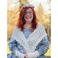shawl 77532 Cream knitted cotton