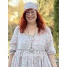 robe ASSIA coton bleu gris à imprimé fleurs et petits pois rouges Les Ours - 19