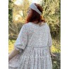 robe ASSIA coton bleu gris à imprimé fleurs et petits pois rouges Les Ours - 17