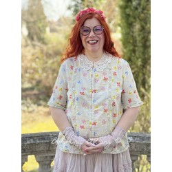 chemisier 44819 voile de coton Jaune à fleurs
