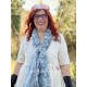 écharpe 77542 voile de coton Bleu à fleurs Ewa i Walla - 1