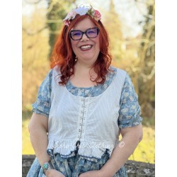 gilet 33325 coton Écru à rayures bleues