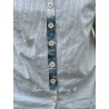 blouse 44831 Ecru with blue stripes cotton Ewa i Walla - 17
