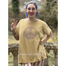 T-shirt Peace Applique in Marigold