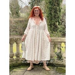 robe SONIA coton blanc à imprimé fleurs et petits pois rouges